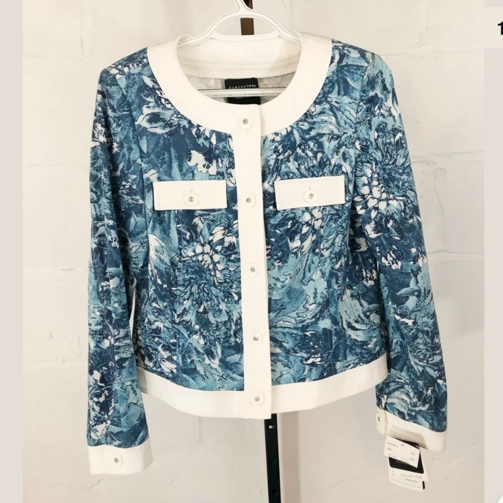 Doncaster Blue & White Water Color Floral Jacket